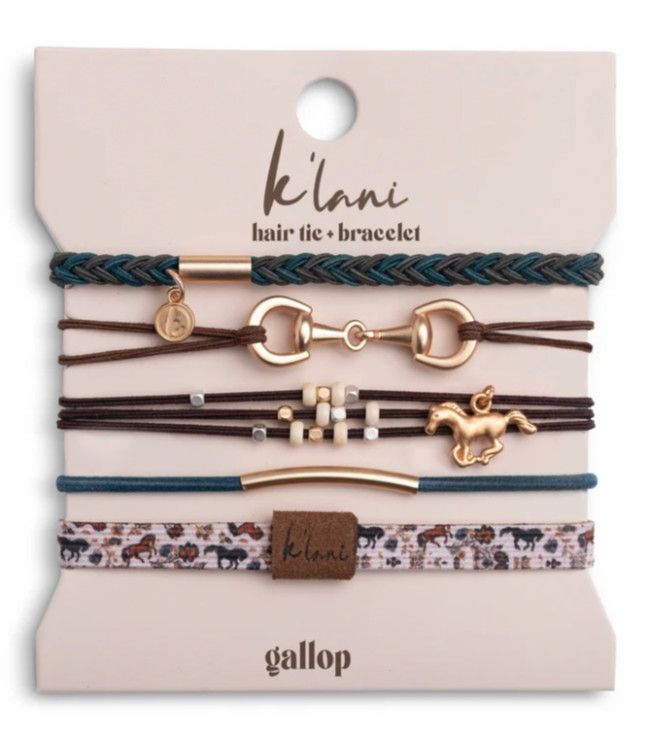 Gallop Horse &amp; Bit Equestrian Accents  Hair Tie Bracelets