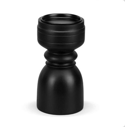 Ebony Wood Large Pillar Candle Holder - 4.5x8.5in