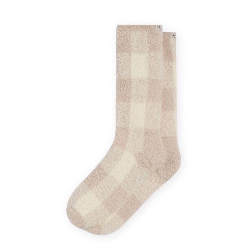 CozyChic® Buffalo Plaid Socks | Stone Multi
