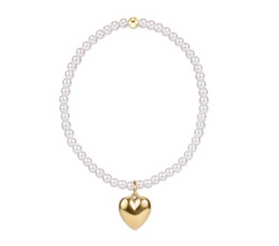 Classic Pearl 3mm Bracelet - Love Plush Gold Charm