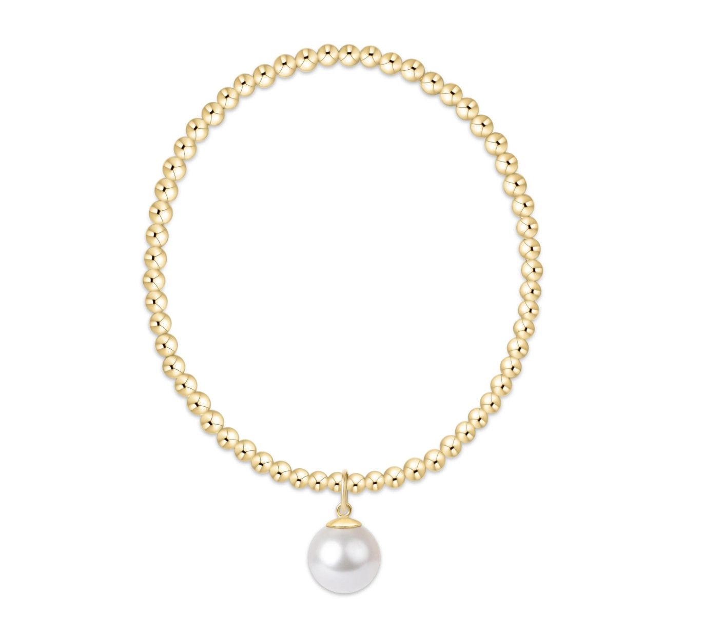 Classic Gold 3mm Bracelet - Classic Pearl 10mm Charm