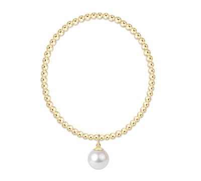 Classic Gold 3mm Bracelet - Classic Pearl 10mm Charm