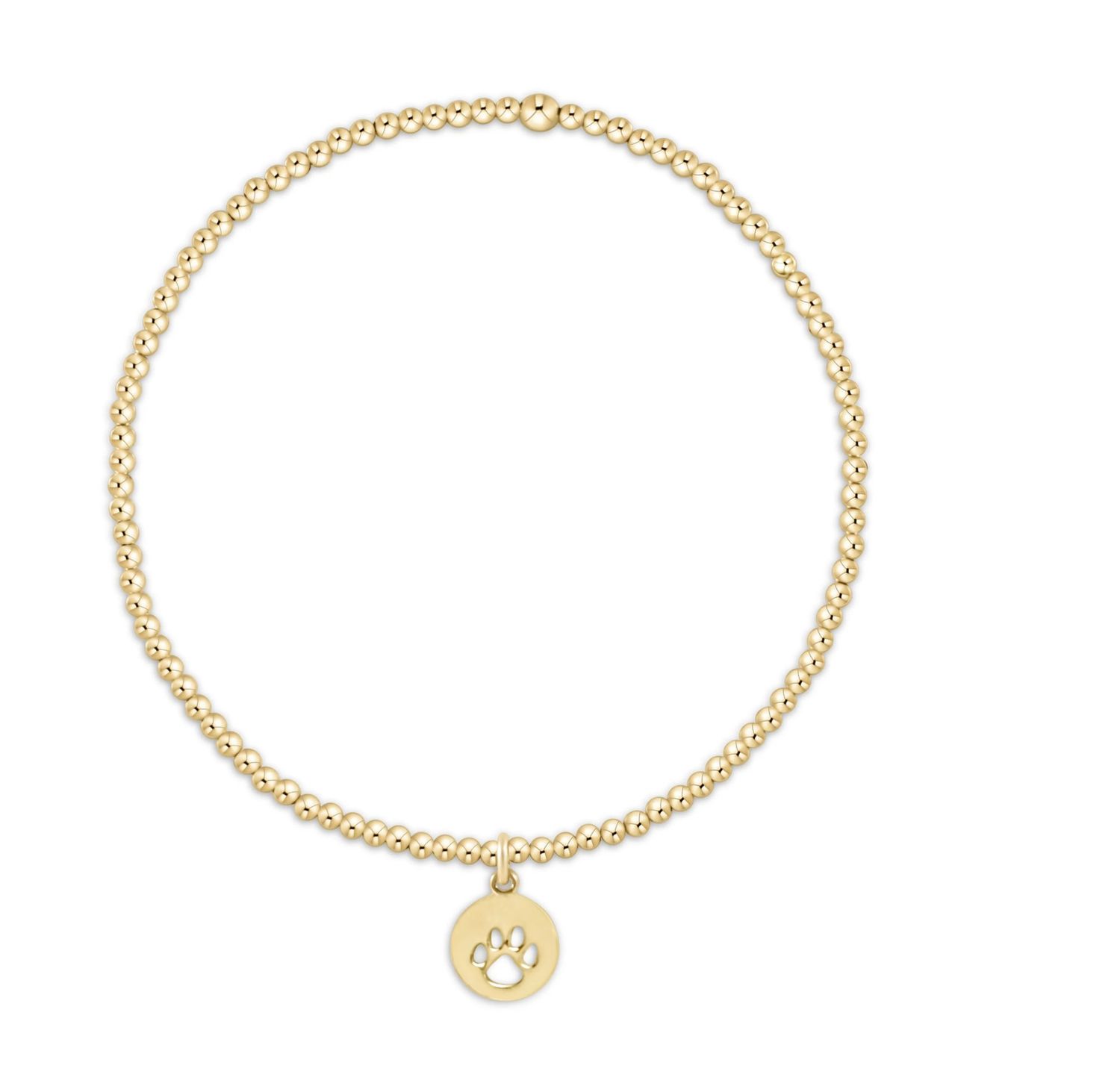 egirl Classic Gold 2mm Bracelet - Paw Print Small Gold Disc