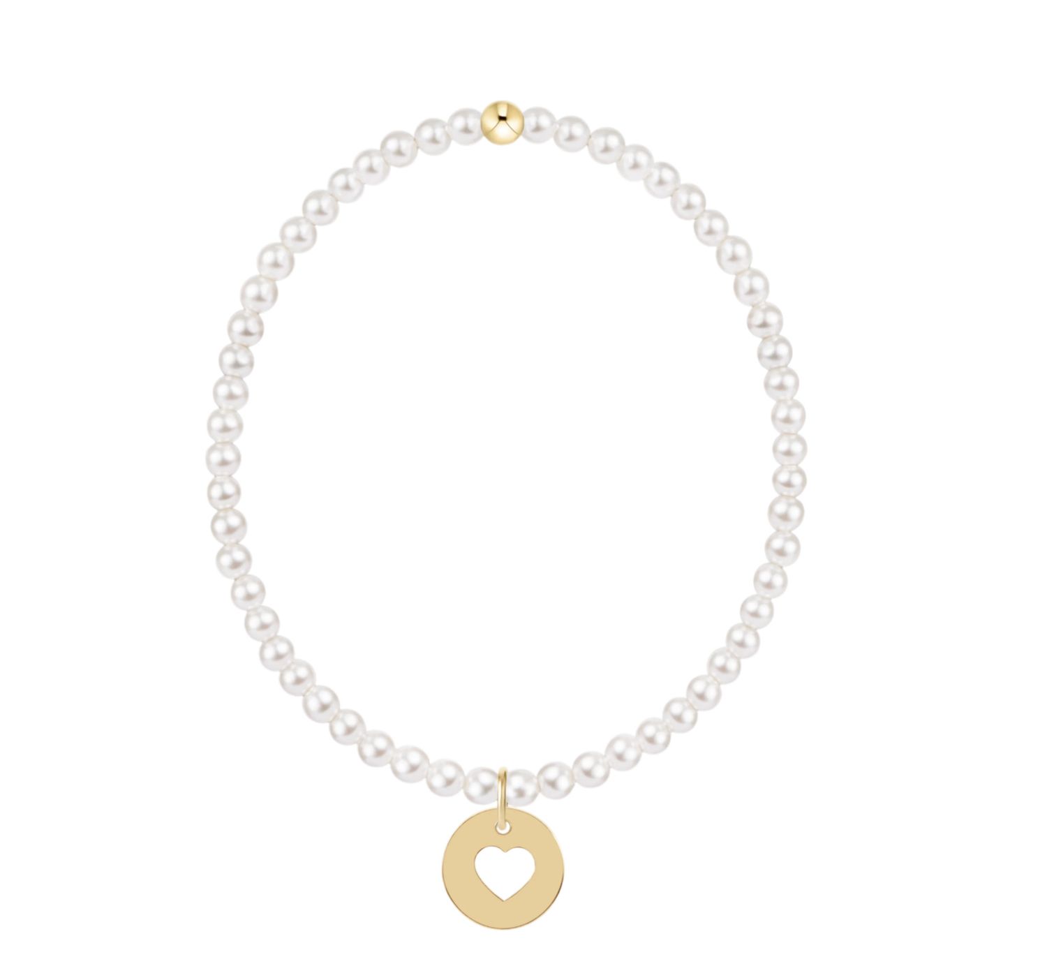 egirl Classic Pearl 3mm Bracelet - Love Gold Disc