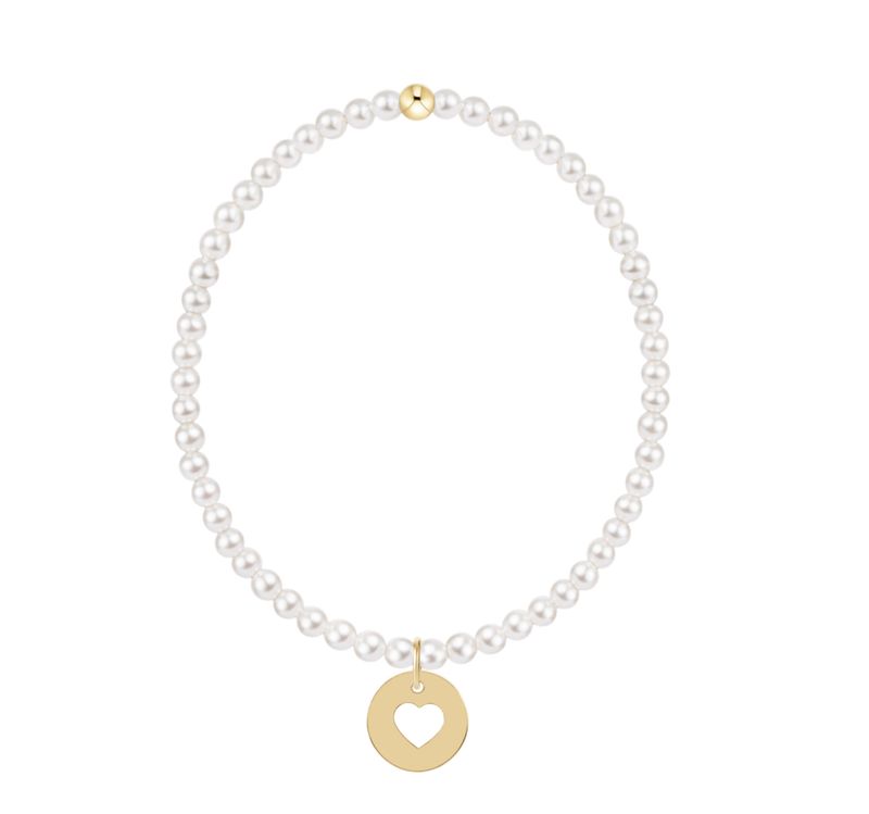 egirl Classic Pearl 3mm Bracelet - Love Gold Disc