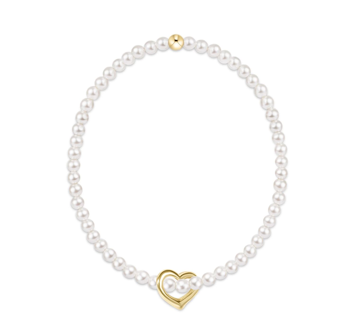 egirl Classic Pearl 3mm Bracelet - Love Gold Charm