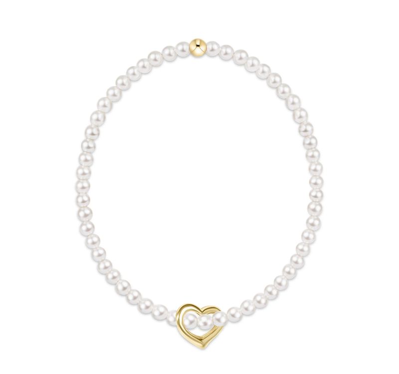 egirl Classic Pearl 3mm Bracelet - Love Gold Charm