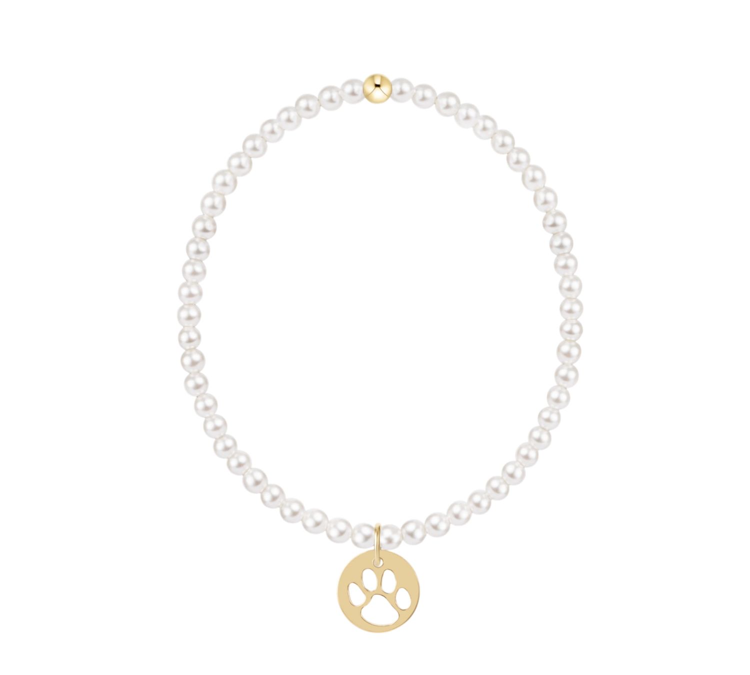 egirl Classic Pearl 3mm Bracelet - Paw Print Gold