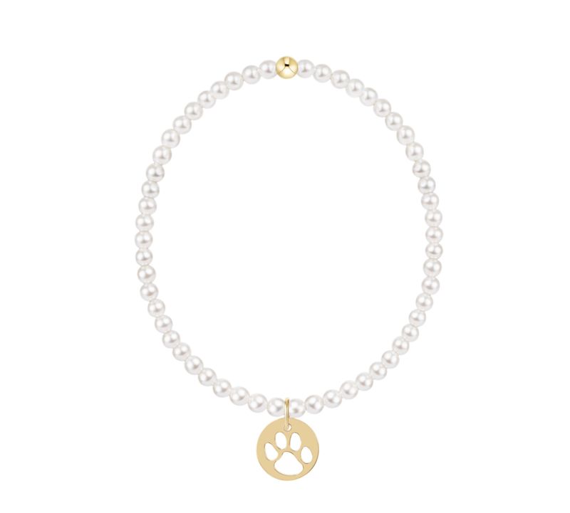egirl Classic Pearl 3mm Bracelet - Paw Print Gold