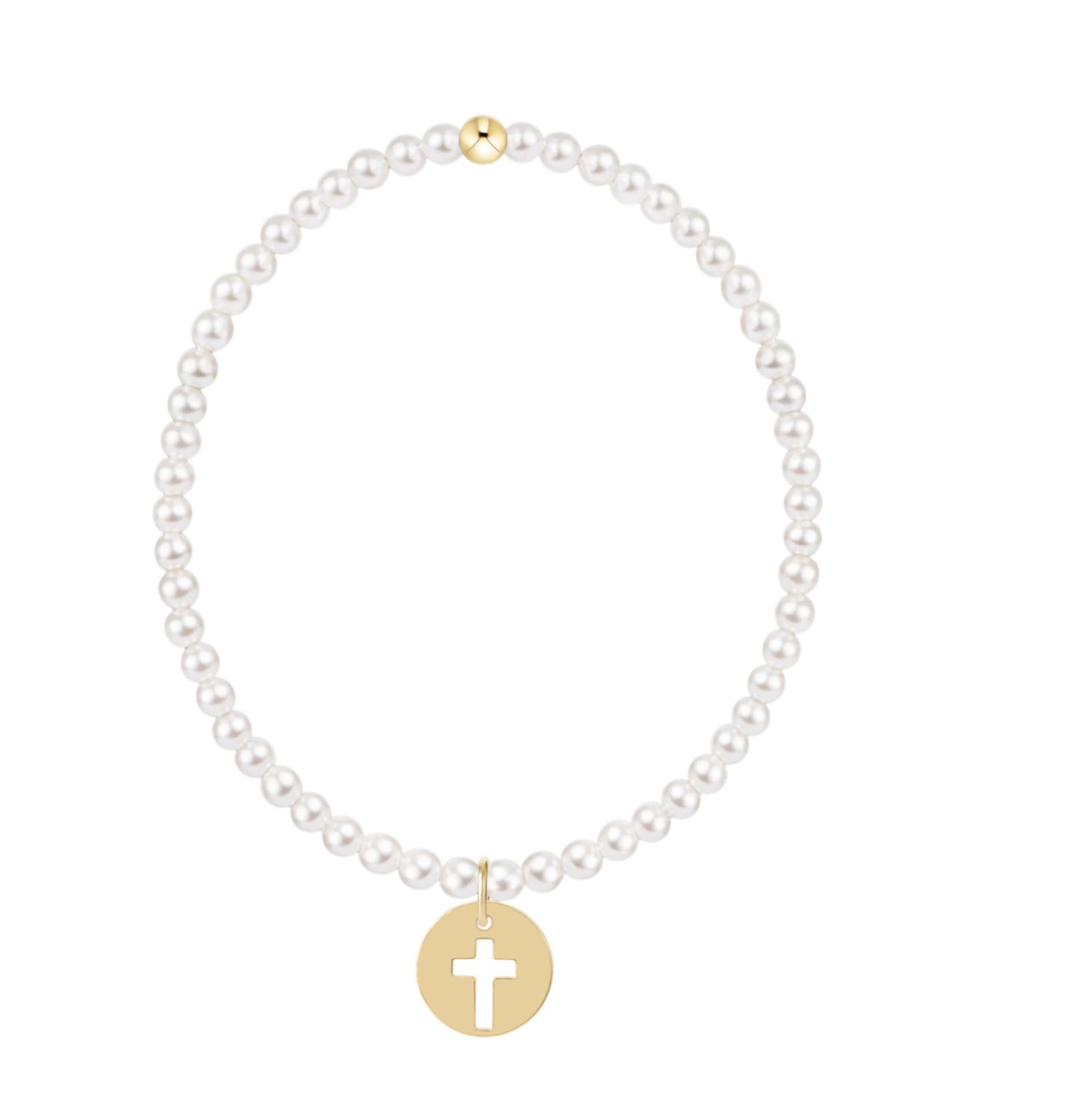 egirl Classic Pearl 3mm Bracelet - Blessed Gold Disc
