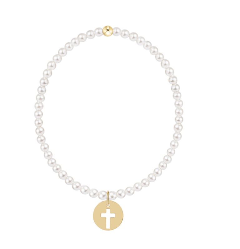 egirl Classic Pearl 3mm Bracelet - Blessed Gold Disc