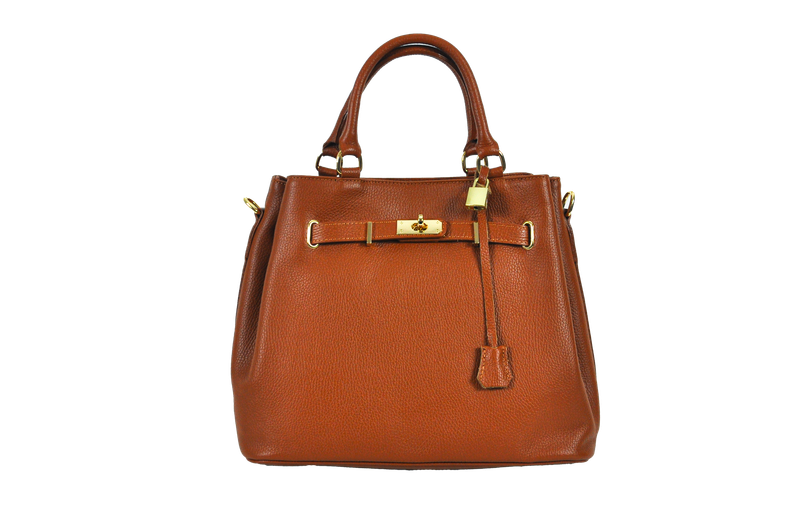 Sac à main boucle cuir Camel Préciosa François Brenot