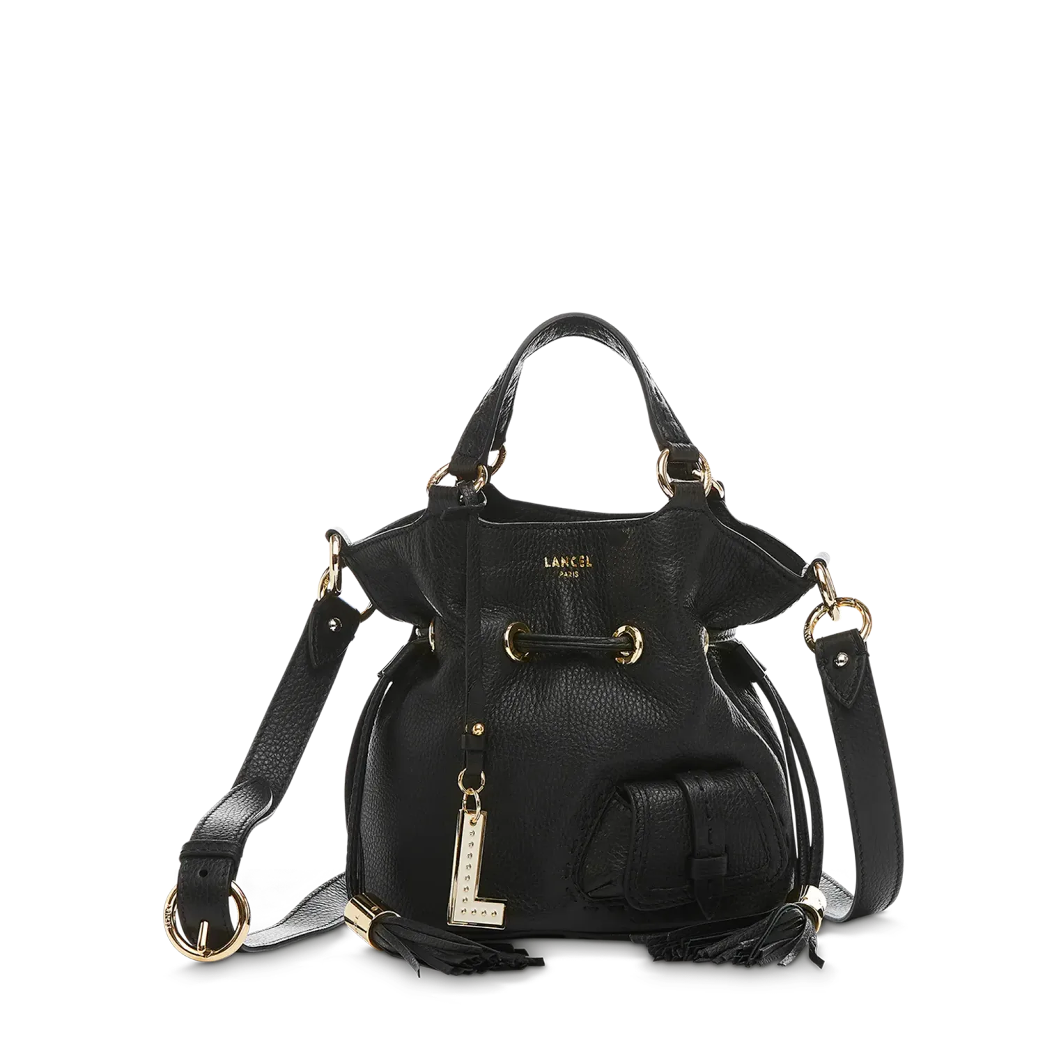 Sac à main seau S LANCEL noir