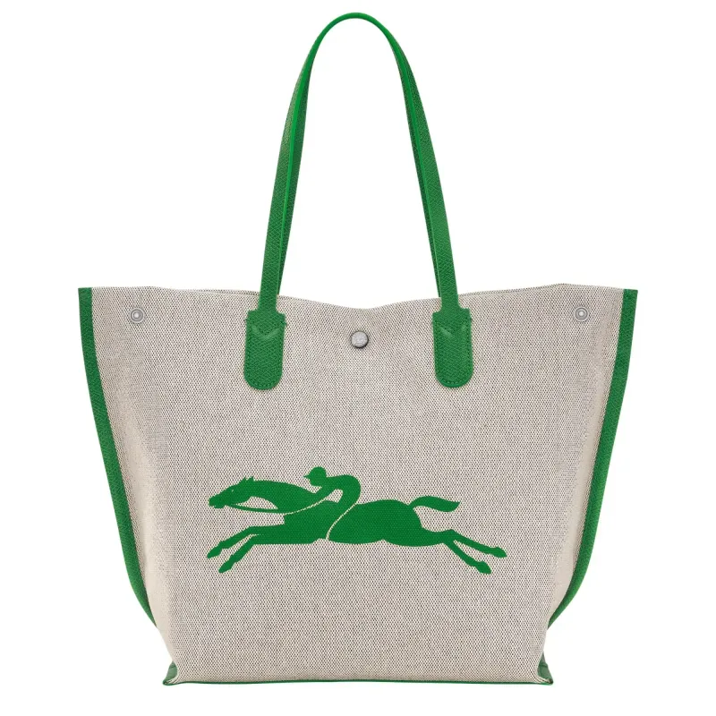 Sac porté épaule Cabas L Essential Toile Pliage vert Cuir LONGCHAMP Sac porté épaule Cabas L Essential Toile Pliage vert Cuir LONGCHAMP