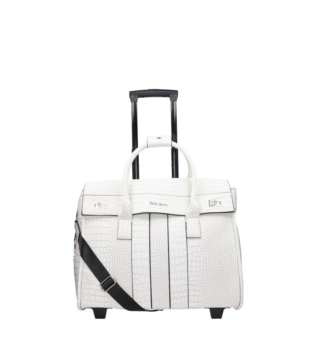 Sac trolley voyage travail BIANCA BLANC CROCO OLIVIA LAUREN