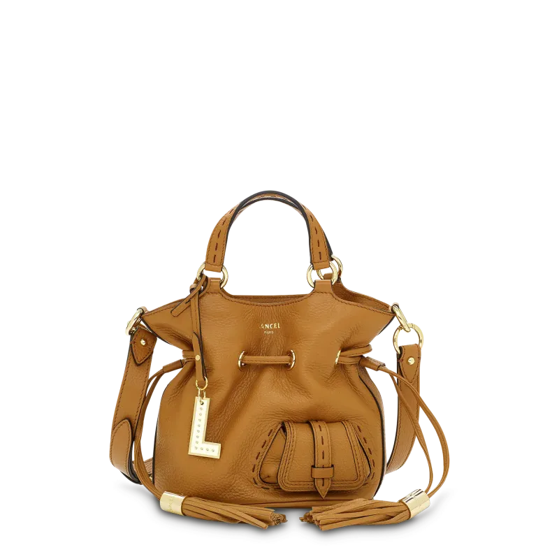 Sac à main seau S LANCEL Camel