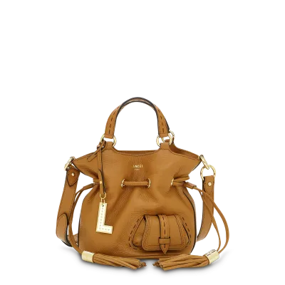 Sac à main seau S LANCEL Camel