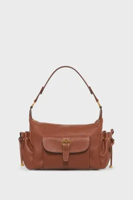Sac à main hobo en cuir avec poches - LE EMA Tan / camel Cuir Gerard Darel