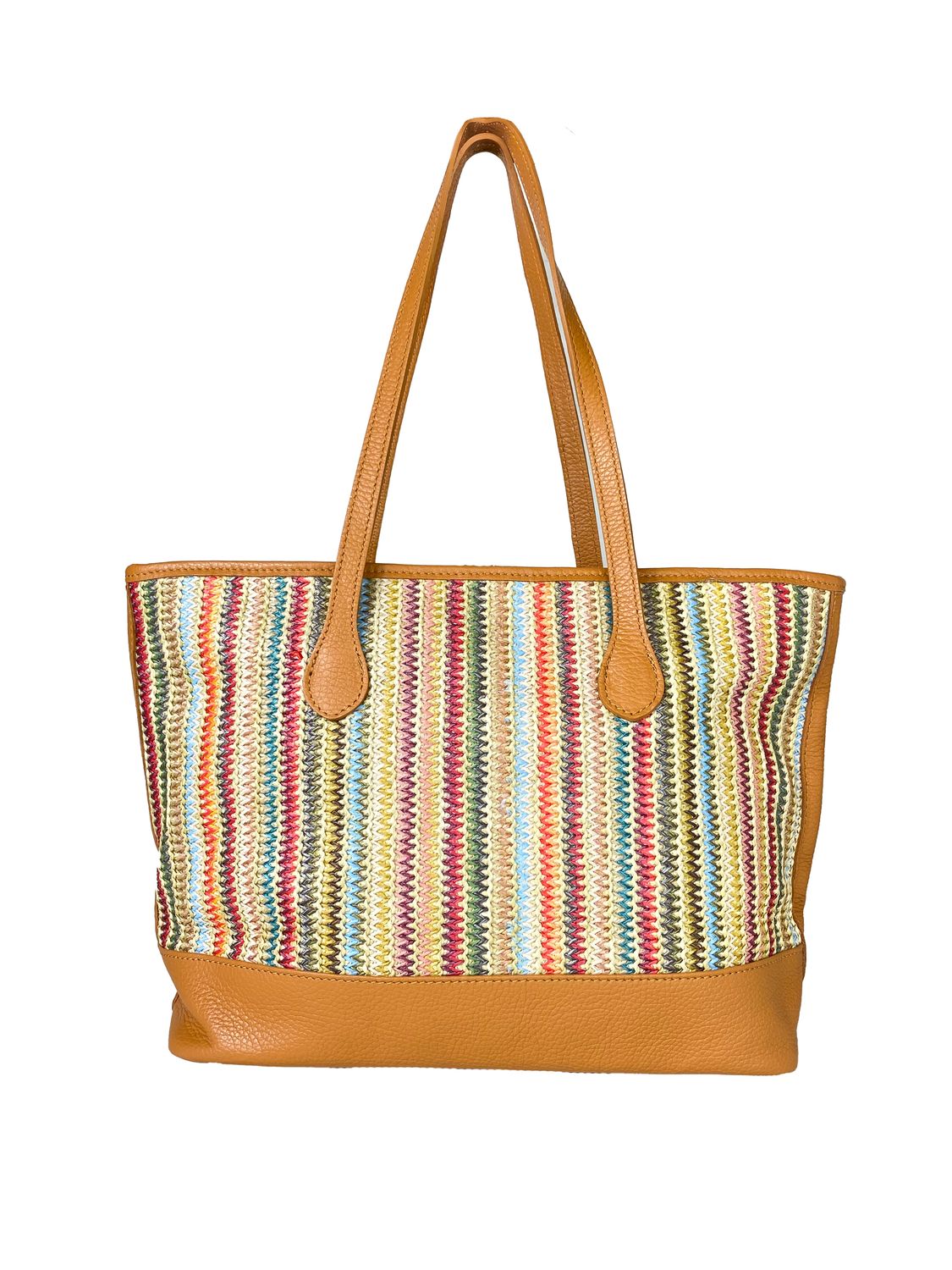 Sac à main porté Epaule Cuir italien raphia Multicolor Shopa