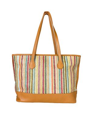 Sac à main porté Epaule Cuir italien raphia Multicolor Shopa
