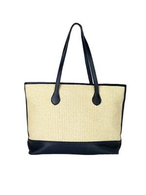 Sac à main porté Epaule Cuir italien raphia Noir Shopa