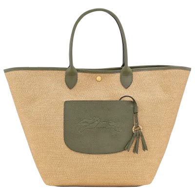 PANIER L LE PLIAGE COLLECTION cuir / Toile - Artichaut / kaki LONGCHAMP