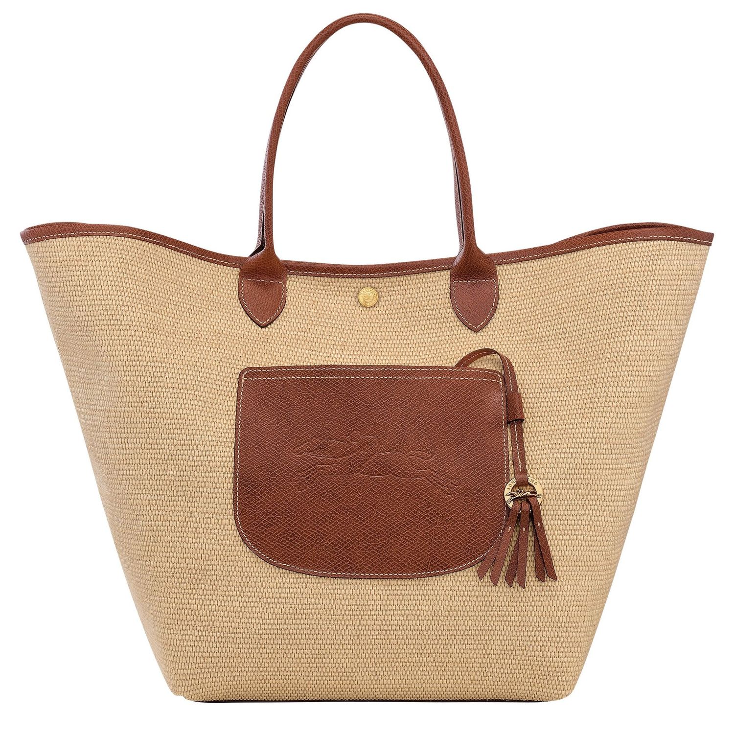 PANIER L LE PLIAGE COLLECTION  Toile / Cuir - Brun LONGCHAMP