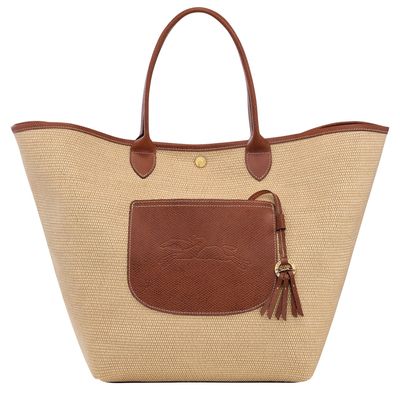 PANIER L LE PLIAGE COLLECTION  Toile / Cuir - Brun LONGCHAMP