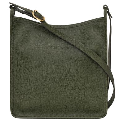 SAC BANDOULIÈRE PLAT M LE FOULONNÉ Cuir - Kaki LONGCHAMP