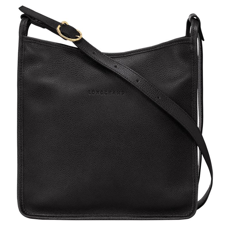SAC BANDOULIÈRE PLAT M LE FOULONNÉ Cuir - Noir LONGCHAMP SAC BANDOULIÈRE PLAT M LE FOULONNÉ Cuir - Noir LONGCHAMP