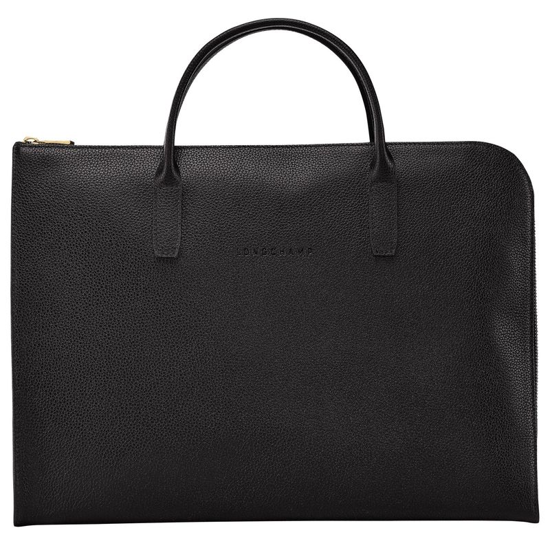 PORTE-DOCUMENTS S LE FOULONNÉ Cuir - Noir LONGCHAMP