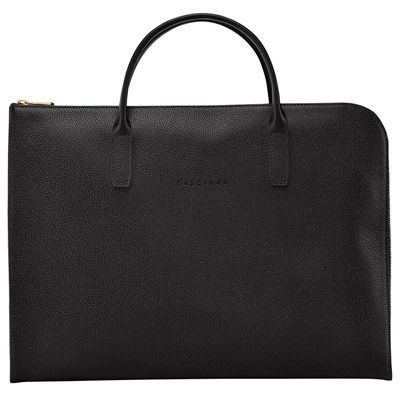 PORTE-DOCUMENTS S LE FOULONNÉ Cuir - Noir LONGCHAMP