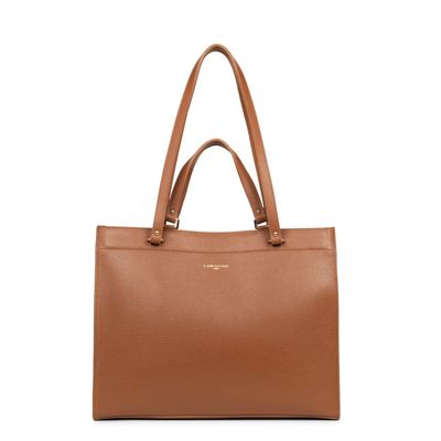 Foulonné Double sac cabas épaule Camel LANCASTER