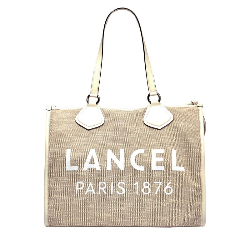 CABAS ZIPPÉ L SUMMER TOTE BLANC TOILE DE JUTE ET CUIR LANCEL CABAS ZIPPÉ L SUMMER TOTE BLANC TOILE DE JUTE ET CUIR LANCEL