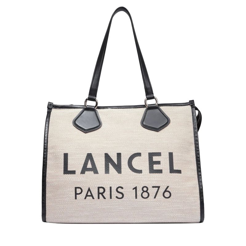 CABAS ZIPPÉ L SUMMER TOTE Noir TOILE DE JUTE ET CUIR LANCEL CABAS ZIPPÉ L SUMMER TOTE Noir TOILE DE JUTE ET CUIR LANCEL