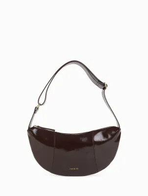 Sac Banane Luce Cuir verni Moka Glacé bordeaux Nat & Nin