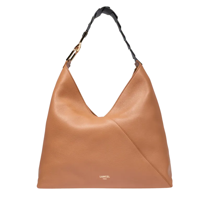 SAC HOBO ZIPPÉ L Camel / Noir PAGODE DE LANCEL