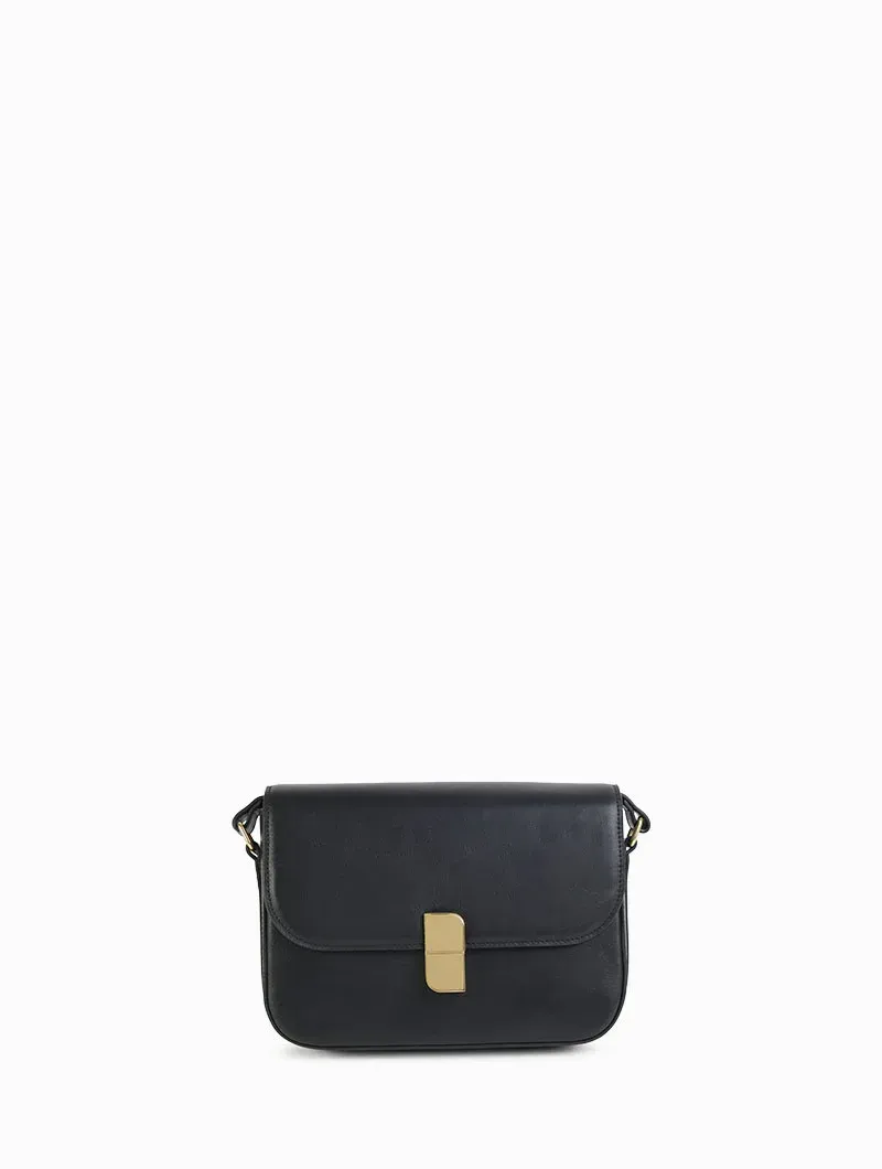 Sacs porté épaule / travers Alice Medium cuir lisse noir Nat&Nin