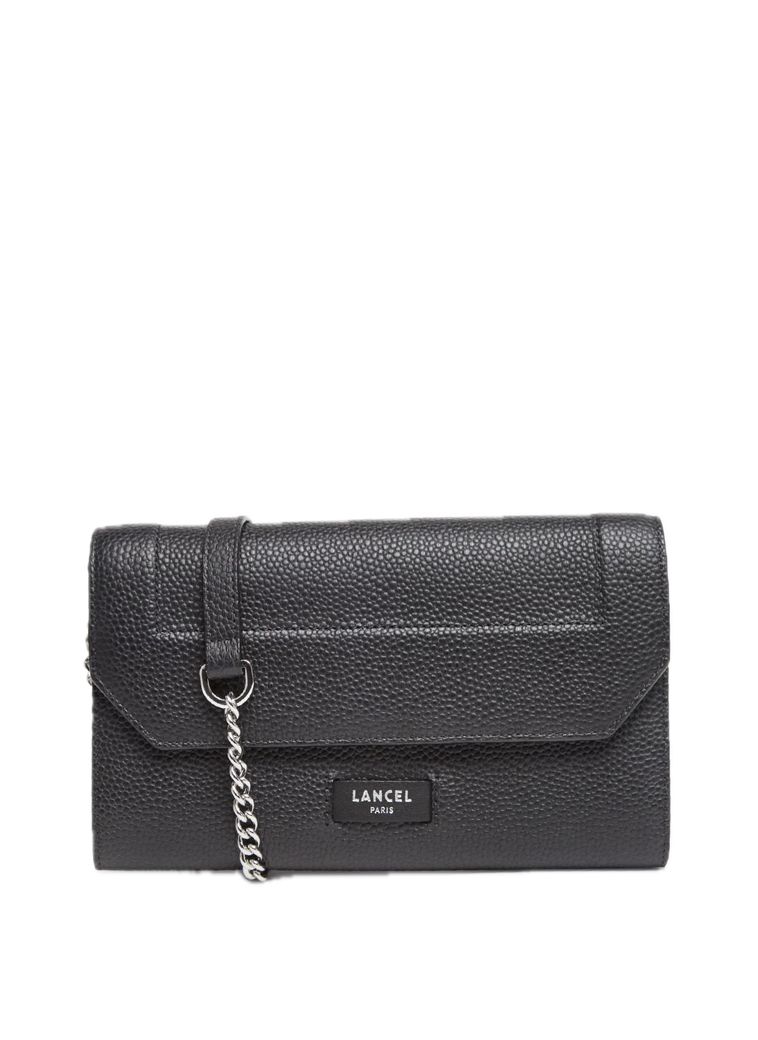 Portefeuille chaîne en cuir de vachette grainé - Noir – NINON DE LANCEL Portefeuille chaîne en cuir de vachette grainé - Noir – NINON DE LANCEL
