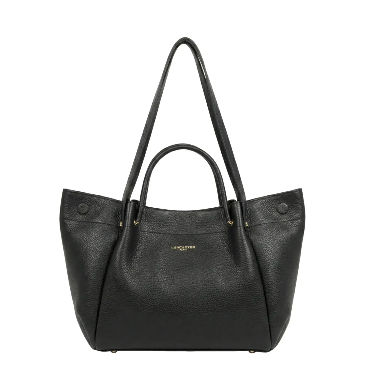 Foulonné Double LOUISA  grand sac cabas épaule Noir LANCASTER