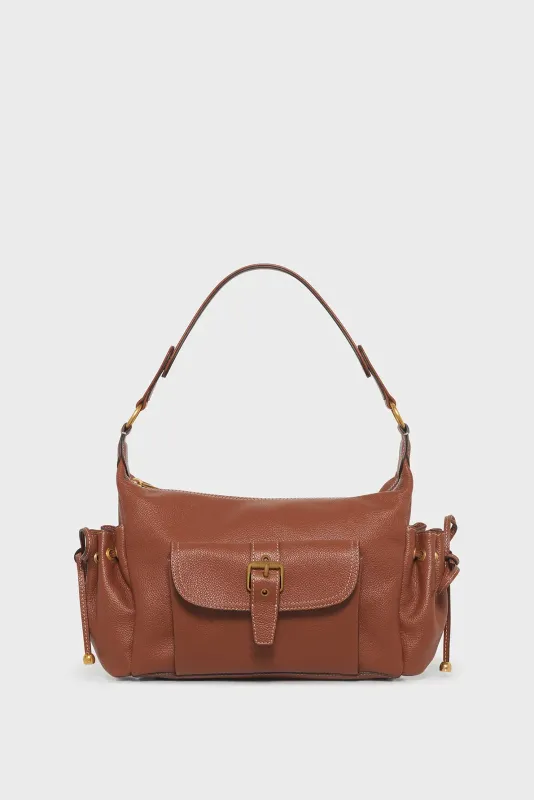 Sac à main hobo en cuir avec poches - LE EMA Tan / camel Cuir Gerard Darel