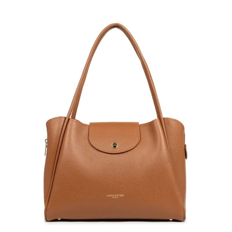 Ida Double Sac cabas épaule cuir Camel LANCASTER
