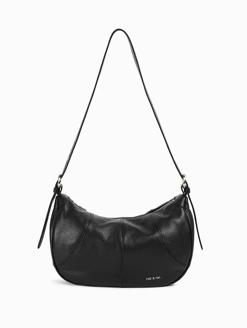 Sacs porté épaule Tara Noir- Cuir lisse Nat&Nin