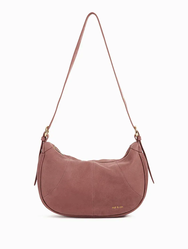 Sacs porté épaule  Bois de rose - Cuir peau de pêche Nat&Nin