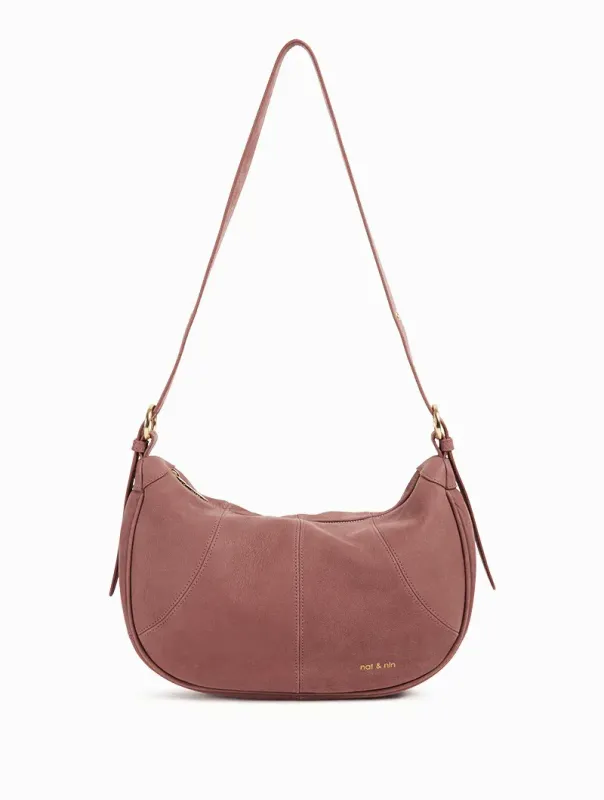 Sacs porté épaule  Bois de rose - Cuir peau de pêche Nat&Nin