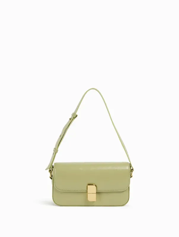 Sacs porté épaule / travers Alice Small Pistache- Cuir glacé craquelé Nat&Nin