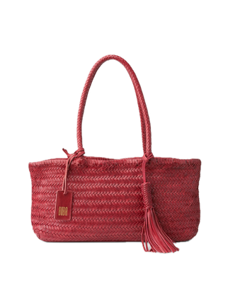 Sac porté épaule panier tressé cuir Rouge BIBA Perkins S Sac porté épaule panier tressé cuir Rouge BIBA Perkins S