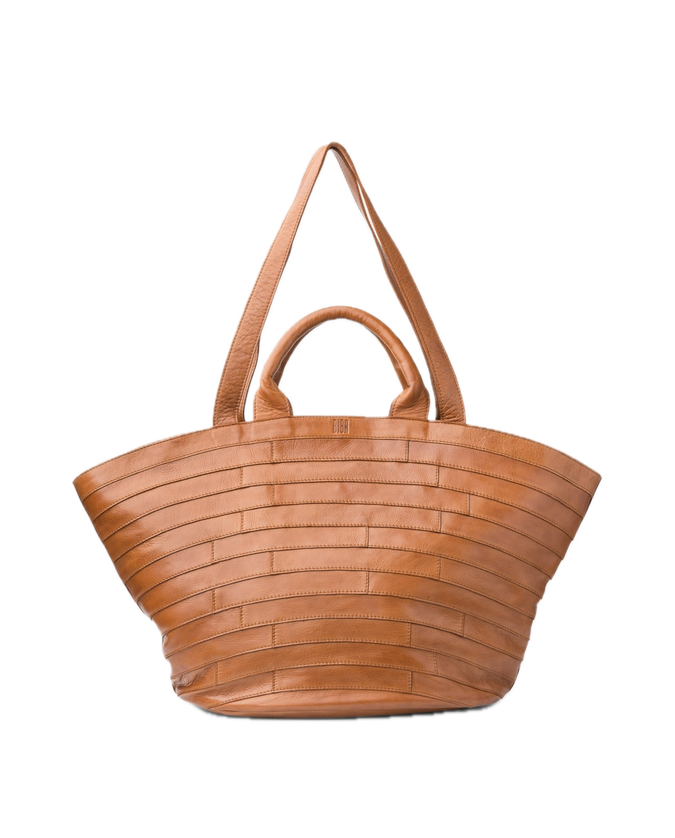 Sac à main panier en cuir Tan BIBA Lewisburg Bricks