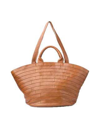 Sac à main panier en cuir Tan BIBA Lewisburg Bricks