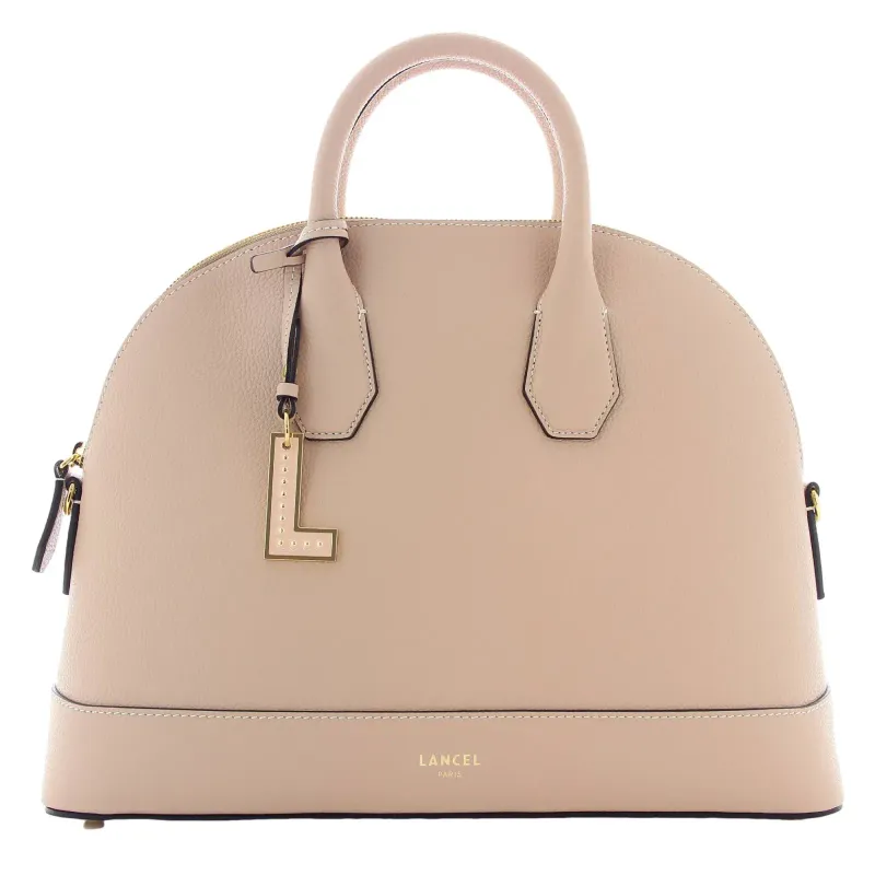 Sac bandoulière cuir grainé - Cappuccino – BELLEVILLE taille M LANCEL